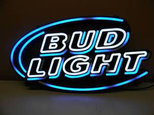 lot 38 image: VINTAGE BUD LIGHT LED LIGHTED SIGN - NICE - WORKS - COOL PIECE - APPROX 28 By 15 - SEE PICTURES