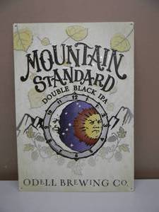 lot 50 image: ODELL BREWING CO. MOUNTAIN STANDARD DOUBLE BLACK IPA EMBOSSED METAL  TIN BAR SIGN - AWESOME PIECE - APPROX 14 By 20 - SEE PICTURES