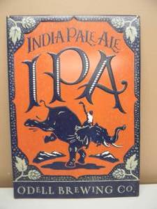 lot 51 image: ODELL BREWING CO. INDIA PALE ALE IPA EMBOSSED METAL  TIN BAR SIGN - AWESOME PIECE - APPROX 15 By 22 - SEE PICTURES