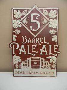 lot 53 image: ODELL BREWING CO. 5 BARREL PALE ALE EMBOSSED METAL  TIN BAR SIGN - AWESOME PIECE - APPROX 16 By 22 - SEE PICTURES