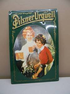 lot 64 image: VINTAGE Pilsner Urquell EMBOSSED METAL  TIN BAR SIGN - NICE - COOL PIECE - APPROX 16 By 24 - SEE PICTURES