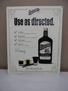 lot 65 image: VINTAGE DR. McGILLICUDDYS USE AS DIRECTED EMBOSSED METAL  TIN BAR SIGN - NICE - GREAT PIECE - APPROX 16 By 20 - SEE PICTURES