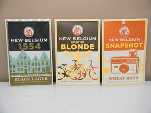 lot 70 image: NEW BELGIUM SNAPSHOT - BLONDE & 1554 EMBOSSED METAL  TIN BAR SIGNS - AWESOME PIECES - APPROX 11 By 17 - SEE PICTURES