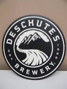lot 74 image: DESCHUTES BREWERY EMBOSSED METAL  TIN BAR SIGN - AWESOME PIECE - APPROX 12 By 12 - SEE PICTURES