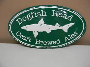 lot 78 image: DOGFISH HEAD CRAFT BREWED ALES EMBOSSED METAL  TIN BAR SIGN - AWESOME PIECE - APPROX 15 By 9 - SEE PICTURES