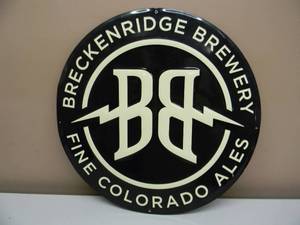 lot 80 image: RARE - BREKENRIDGE BREWERY FINE COLORADO ALES EMBOSSED METAL  TIN BAR SIGN - AWESOME PIECE - APPROX 18 By 18 - SEE PICTURES