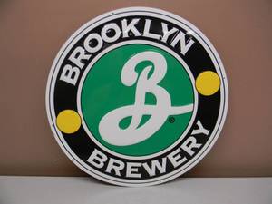 lot 81 image: RARE - BROOKLYN BREWERY EMBOSSED METAL  TIN BAR SIGN - AWESOME PIECE - APPROX 17 By 17 - SEE PICTURES