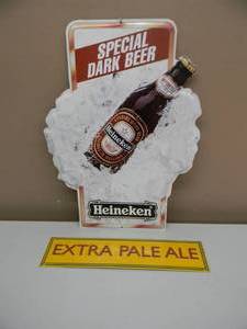 lot 83 image: HEINEKEN SPECIAL DARK BEER & EXTRA PALE ALE EMBOSSED METAL  TIN BAR SIGNS - COOL PIECES - SEE PICTURES