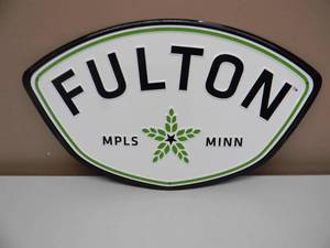 lot 86 image: MINNESOTA BREWERY - RARE - FULTON MPLS, MN. EMBOSSED METAL  TIN BAR SIGN - FANTASTIC PIECE - APPROX 20 By 12 - SEE PICTURES