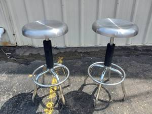 lot 55 image: 2 STAINLESS STEEL STOOLS