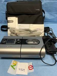 lot 15 image: MSRP $2800 Resmed S9 EPR CPAP - VPAP MACHINE With H5i Humidifier WData Card, Travel Bag,&nbspPower Cord, Hose, Manual & Reservoir (Mask Not Included) -&nbspExcellent Working Condition Only 4824 Hours On This Fantastic Machine
