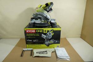 lot 106 image: Ryobi One 18V Cordless 7-14 Miter Saw with Laser