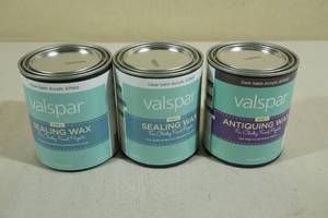 lot 122 image: 3 Pints Interior Valspar -2 Sealing Wax & Antiquing Wax in Dark Satin