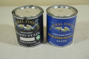 lot 123 image: 3 Quarts General Finishes -Whitewash Wood Stain & Satin Topcoat