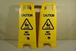 lot 148 image: 2 Rubbermaid Caution Wet Floor Signs