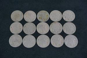 lot 218 image: 15 Buffalo Nickel Coins - No Date