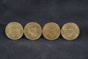 lot 224 image: 4 US Presidential Dollar Coins - Madison, Adams, Jefferson, Washington