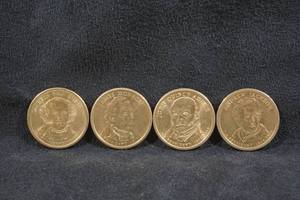 lot 225 image: 4 US Presidential Dollar Coins - Van Buren, Monroe, Adams, Jackson