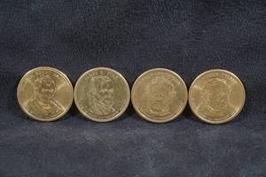 lot 227 image: 4 US Presidential Dollar Coins - Harrison, Polk, Taylor, Tyler