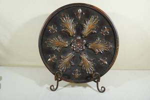 lot 253 image: Round Metal Plaque with Stand
