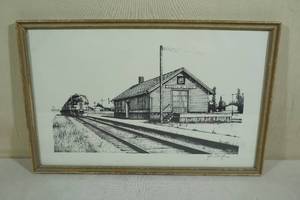 lot 266 image: John Cartwright Framed Railroad Sketch