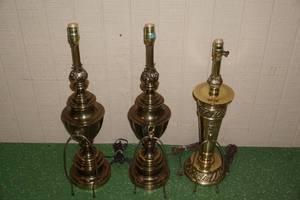 lot 292 image: 3 Brass Stiffel Lamps