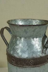 lot 27 image: Galvanized Milk Can Flower Vase