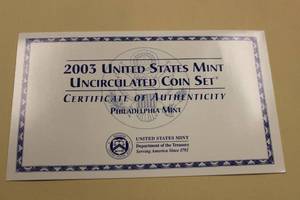lot 23 image: 2003 U.S. Philadelphia Mint Uncirculated Coin Set