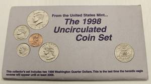 lot 74 image: From The U.S.A. The 1998 Uncirculated Coin Set Philadelphia Mint