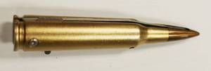 lot 4 image: 50 Caliber Brass Plated Bullet Handle Folding Blade Knife