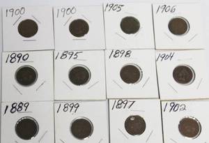 lot 13 image: 20 Indian Head Pennies 1800s & Early 1900s