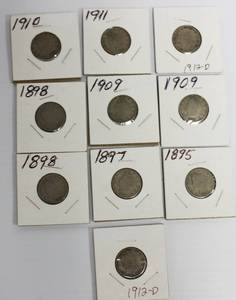 lot 14 image: 10 Liberty Head V Back Nickels