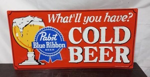 lot 18 image: Pabst Blue Ribbon Metal Bar Sign