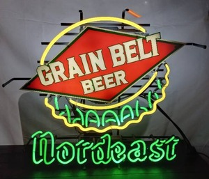 lot 1 image: Amazing Vintage Nordeast Grain Belt Beer Neon Bar Sign