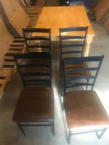lot 13 image: Wood dining table with 4 chairs