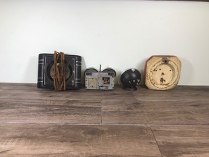 lot 388 image: Vintage clocks and a bell