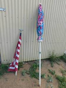 lot 187 image: Table umbrella and American flag