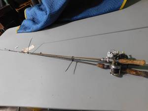 lot 449 image: 3  vintage Steel rods and reels