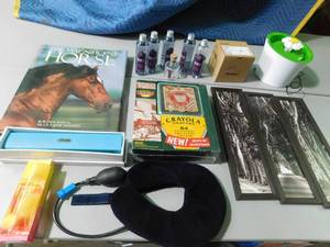 lot 459 image: Craig sound bar, Limited edition Crayola set, lg horse book, fountain, room freshner w 5 bottles of scent and more