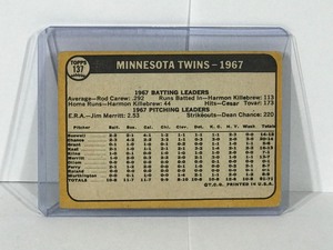 lot 535 image: 1968 Twins Team Topps Baseball Card #137