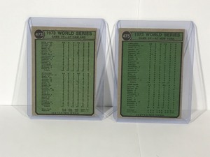 lot 537 image: 1974 Topps Baseball Cards - World Series Game #2 & #4 - Cards #473 & 475