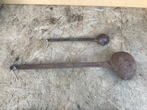 lot 556 image: 2 - Vintage iron ladle spoons for lead