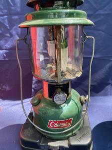 lot 16 image: Vintage Coleman Lantern, Red Case, Coleman Propane Stand Lantern