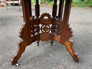 lot 107 image: Artfully Crafted Eastlake Table with Marble Top