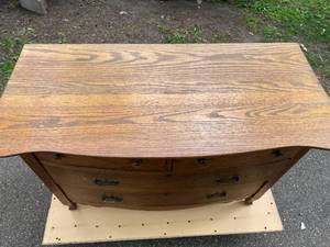 lot 108 image: Curved Front Oak Dresser