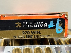 lot 6 image: (20) Rounds Federal Premium .270 130grain Nosler Ballistic Tip