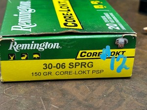lot 12 image: (20) Rounds Remington Core-Lokt .30-06 150grain Core-Lokt PSP