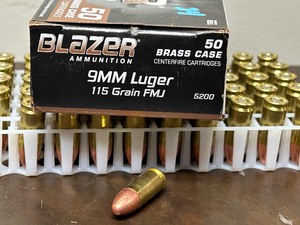 lot 24 image: (50) Rounds CCI Blazer 9mm Luger 115grain FMJ