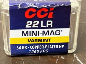 lot 87 image: (100) Rounds Cci Mini-Mag Varmint .22LR 36grain CPHP