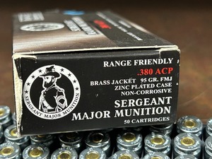 lot 18 image: (50) Rounds Sergeant Major Ammunition .380-ACP 95grain FMJ